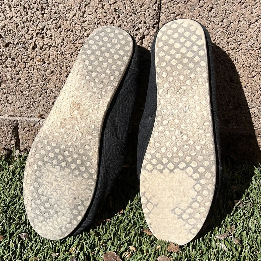 TOMS Men's Black Canvas Classic Alpargata Slip On Shoes Size 10 Low Top Casual